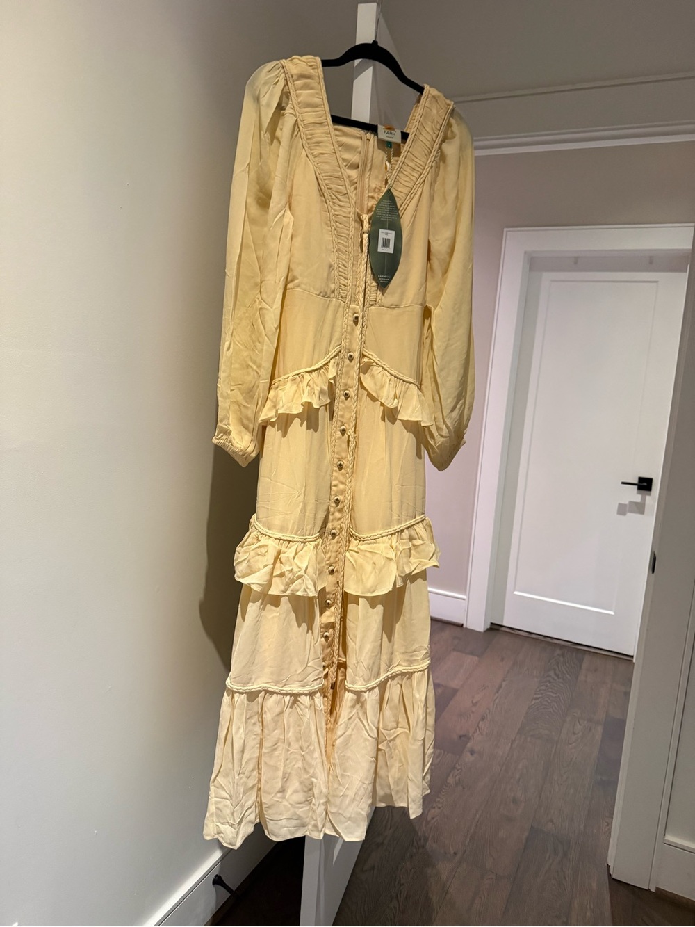 FARM Rio Pale Yellow Ruffled Button-Front Maxi Dress - Picture 5 of 9
